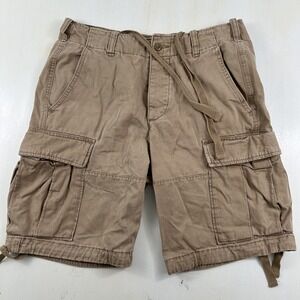 Vtg Abercrombie & Fitch‎ Cargo Shorts Men 31 Beige Khaki Skater Army Grunge Y2K